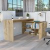 Tuhome Axis Modern L-Shaped Computer Desk with Open & Closed Storage, Light Oak ELD6594